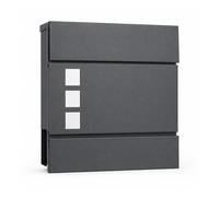 Rynli Wall Mounted Post Box with Lock, Large Waterproof Letter Box for Outside, Secure Galvanised Steel Mail Box with Keys, Modern Lockable Postbox for Front Door, Home & Office (Design 01)