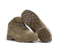 RYNO GEAR CoolMax 8" Tactical Combat Military Durable Work Utility Boots, Men's Leather Assault Work Boots With Side Zipper (Tan/Coyote), 4.5" Coyote, 6 UK