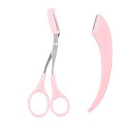 RynoPulse Eyebrow Trimmer Scissor, Stainless Steel Eyebrow Shaping Kit with Scissors and Comb, Brow Razor for Women, Non-Slip Cutter Hair Removal Makeup Tool for Precise Shaping and Cutting (Pink)