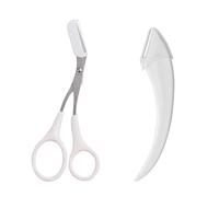 RynoPulse Eyebrow Trimmer Scissor, Stainless Steel Eyebrow Shaping Kit with Scissors and Comb, Brow Razor for Women, Non-Slip Cutter Hair Removal Makeup Tool for Precise Shaping and Cutting (White)