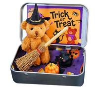 RynoPulse Halloween Bear in a Box for Trick or Treat, Handmade Little Witch Bear in Box, Emotional Support Halloween Teddy, Plush Toys for Friends/Family/Lovers/Kids (Brown)