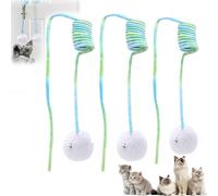 RynoPulse Hanging Spring Plush Ball Cat Toys - Interactive Suction Cup Play Set for Indoor Cats, Adjustable Self-Play Kit for Kittens & Adult Cats, Fun Chasing & Playtime Toy (Green)