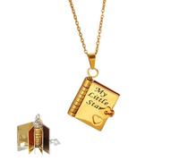 RynoPulse My Little Star Book Necklace, Openable Daughter Book Necklace Includes 6 Pages of Engraved Message, Personalized Mini Engraved Necklaces, Daughter Gifts from Mum or Dad (Gold)