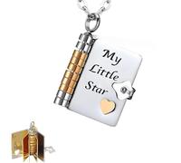 RynoPulse My Little Star Book Necklace, Openable Daughter Book Necklace Includes 6 Pages of Engraved Message, Personalized Mini Engraved Necklaces, Daughter Gifts from Mum or Dad (B)