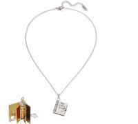 RynoPulse My Little Star Book Necklace, Openable Daughter Book Necklace Includes 6 Pages of Engraved Message, Personalized Mini Engraved Necklaces, Daughter Gifts from Mum or Dad (Silver)