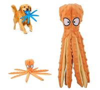 RynoPulse Octopus Dog Toy, Eco-friend Octopus Plush, No Stuffing Dog Toys, for Aggressive Chewers Small Breed, Teeth Cleaning & Durable for Puppies & Adult (Orange)