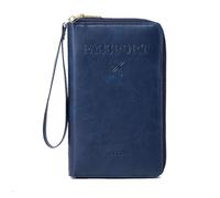 RynoPulse Passport Holder, Multi-Functional RFID Passport Wallet, Travel Wallet, Secure Id Card Organizer with Anti-Theft Protection, Slim Leather Cover for Credit Cards, Tickets and Cash (Dark Blue)