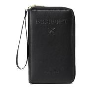 RynoPulse Passport Holder, Multi-Functional RFID Passport Wallet, Travel Wallet, Secure Id Card Organizer with Anti-Theft Protection, Slim Leather Cover for Credit Cards, Tickets and Cash (Black)