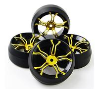 Rynplex 4Pcs/Set 1:10 Scale Drift Tires Wheel Rim Offset 6mm, for HPI, for HSP Racing, RC Car Remote Control Car Rubber Tyres