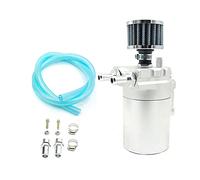 Rynplex Baffled Aluminum Oil Catch Can Reservoir Tank Oil Tank With Air Filter Universal 300ML Car Cabin Air Filter(SILVER)