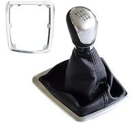 Rynplex Gear Shift Knob, Silver Black Gear Shift Knob 5 Gear 6 Speed Manual, for Ford, for Focus, 2 MK2 FL C-MAX 2006-2011 MK3 MK4 MK7 Galaxy (Size : Silver-6 Speed) Gear Shift Lever