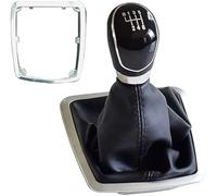 Rynplex Gear Shift Knob, Silver Black Gear Shift Knob 5 Gear 6 Speed Manual, for Ford, for Focus, 2 MK2 FL C-MAX 2006-2011 MK3 MK4 MK7 Galaxy (Size : Black-6 Speed) Gear Shift Lever