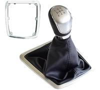 Rynplex Gear Shift Knob, Speed Gear Shifter Knob, for Ford, for Focus, 2 MK2 FL C-MAX MK3 MK4 MK7 Car Leather Boot Gear Shift Knob Head Lever Cover Accessories (Size : Silver-5 Speed) Gear Shift Lever