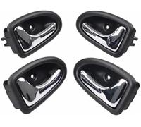 Rynplex Inside Door Handle, for Renault for Megane for Clio Traffic Scenic Car Inner Interior Handles 7700432705 7700432706 7700432707 7700432708 Inner Wrench Trim Panel(Black Bright Silver 4pcs)