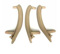 Rynplex LHD RHD Left Right Interior Door Handle Assembly Set with Outer Leather Cover, for BMW, for X5 X6 F15 F16 2014-2018 Car Interior Door Handle(LHD Beige Set)