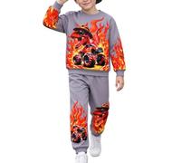 Rynzola Kids Outfit for Boys Sweatshirt + Dinosaur Pants | Long Sleeve, Crew Neck, Lightweight Polyester, Outdoor Activities, Autumn and Winter, Daily Wear