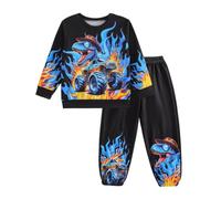 Rynzola Kids Outfit for Boys Sweatshirt + Dinosaur Pants | Long Sleeve, Crew Neck, Lightweight Polyester, Outdoor Activities, Autumn and Winter, Daily Wear