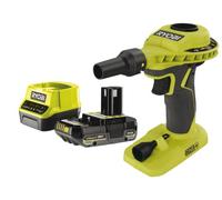RYOBI 18 V ONE+ Cordless Air Pump R18VI-1C20GZL (max. Pressure 0.034 bar, Ideal for Inflating Inflatable Boats/Air Mattresses, Includes 2 Valve Attachments, Includes 2.0Ah Battery and Charger)