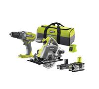 Ryobi 18V Li-Ion One+ Brushed Cordless Jigsaw & Circular Saw (1 X 2Ah & 1 X 4Ah) Rck182L-242S & R18Dd3-120S