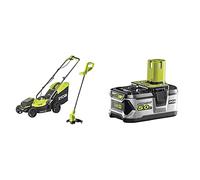 Ryobi 18V ONE+ Cordless Lawnmower and Grass Trimmer Kit (1 x 4.0Ah) & RB18L50 ONE+ Lithium+ 5.0Ah Battery, 18 V