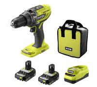 Ryobi 18V ONE+ R18PD3-2C20S Cordless Combi Hammer Drill Kit 2X 2.0Ah Charger/Bag