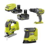 Ryobi 18V Sander, Combi Drill & Jigsaw Kit One+ (R18Ck3G-242)
