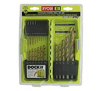 Ryobi A972101 21 Piece Titanium Drill Bit Set w/Plastic Locking Storage Case and Foldout Rubberized Organization Solution