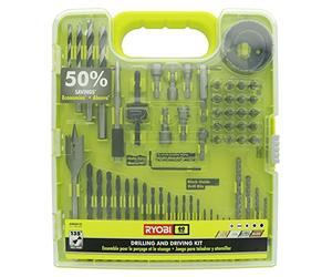 Ryobi A98601 60 Piece Black Oxide Drilling and Driving Bit Set with Carrying Case for Wood, Metal, Plastic, and Masonry