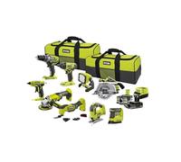 RYOBI Combo Pack of 9 Tools - 1 x 5.0Ah Battery - 1 x 2.0Ah Battery - 1 x Charger - R18CK9-252SL