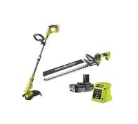 Ryobi - Duo ONE+: Edger/Edger 25/30 cm + Linea Hedge Trimmer 55 cm - 1 x Lithium Battery + 2.0Ah and 1 x Charger - RY18LT18HTA-120
