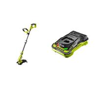 Ryobi OLT1832 18V ONE+ Cordless Grass Trimmer, 25-30cm Path (Zero Tool), 18 V, Hyper Green & RC18150 18V ONE+ Cordless 5.0A Battery Charger