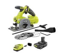 RYOBI ONE+ 18V Cordless 3-3/8 in. Multi Material Plunge Saw Kit with 2.0 Ah Battery and Charger