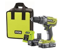 Ryobi ONE+ Cordless 1.3A 18V Brushed Percussion drill 2 batteries R18PD3-213S