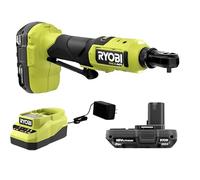 Ryobi One+ HP 18V 1/4" Brushless Cordless Compact Electric Ratchet Kit with 2.0Ah Lithium Battery and Charger, 4-Position Rotating Head, and Up to 460 RPM