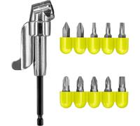 RYOBI RAKRAD11 Right Angle Drill Adapter + Bits (11 piece), Silver