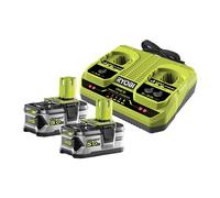 RYOBI RC18240-250 18V ONE+ Dual Port Charger & Battery Kit (2 x 5.0Ah)