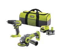 Ryobi RCK182N-140S 18V ONE+ Cordless Compact Brushless Percussion Drill and Angle Grinder Kit (1 x 4.0 Ah)