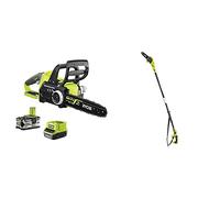 Ryobi RCS1830-150 18V ONE+ Cordless Brushless 30cm Chainsaw Kit (1 x 5.0Ah) & ONE+ 18V OPP1820 Cordless Pole Pruner, 20cm Bar (Body only)