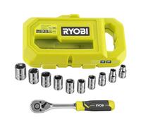 RYOBI RHRS10PC 1/4" Drive Ratchet and Sockets Set (10 Pieces), Grenn