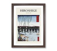 Ryogoku By Utagawa Hiroshige Exhibition Museum Asian Japanese Framed Wall Art Print, Ready to Hang Picture for Living Room Bedroom Home Office Décor, Walnut A2 (64 x 46 cm)
