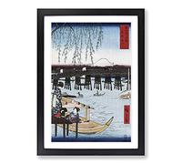 Ryogoku by Utagawa Hiroshige Framed Print | A2 Black Framed Wall Art | Ready to Hang | Asian Nature Picture | Living Room Bedroom Lounge Office
