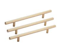 Ryoncng 3 pcs Cupboard Door Pull Handles Kitchen Cabinet,Modern Style Chest of Drawers,T Bar for Bedroom Furniture Drawer Hardware Accessories Golden(Hole Distance 160mm)