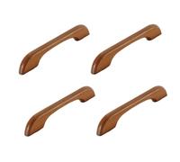 Ryoncng Kids Room Wooden Handles 4Pcs Flat Bridge Log Door Handle Wardrobe Cabinet Drawer Beech Solid Wood Chinese Style Furniture 192Mm Color(Brown,128mm)