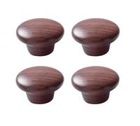 Ryoncng Wood Knobs 4Pcs Solid Handle Drawer Wardrobe Door Cabinet Round Single Hole Log Black Walnut(Black Walnut)
