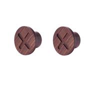 Ryoncng Wooden Handles for Cupboards 2Pcs Children's Wardrobe Handle Clothes Cabinet Kitchen Drawer Door Solid Wood Round One Line Style Beech(Black Walnut,Cross)