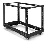 RyoRacks 12U 4-Post Open Frame Floor Standing Server Rack, 22” - 40” Adjustable Mounting Depth, Extra Cage Nut, Lockable Casters - Perfect for Computer, AV, Data, IT Equipment, Homelab, or File Server, SWCF40C12A1