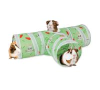 Rypet Guinea Pig Tunnel 3 Way Tunnel and Tubes for Small Pets with Interactive Ball for Baby, Rabbit, Ferret, Hamster, Chinchilla, Hedgehog, Hide and Rest, Green