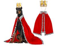 Rypet Halloween Dog King Costume, Dog Halloween Costumes Set with Cloak and Crown, Dogs King Cape for Large and Medium Dogs, Pet Outfit for Halloween Party King Queen Prince and Princess Cosplay XL