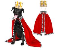 Rypet Halloween Dog King Costume, Dog Halloween Costumes Set with Cloak and Crown, Dogs King Cape for Large and Medium Dogs, Pet Outfit for Halloween Party King Queen Prince and Princess Cosplay L