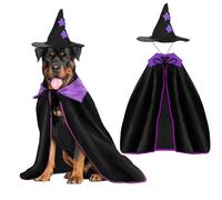 Rypet Halloween Dog Witch Costume, Dog Halloween Costumes Set with Cloak and Star Hat, Dogs Witches Cape for Large and Medium Dogs, Pet Outfit for Halloween Party Magician and Witch Cosplay XL